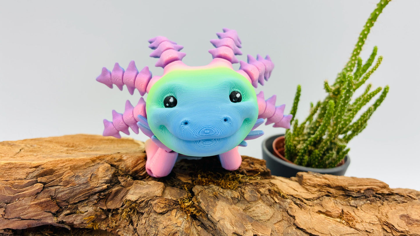 3D gedrucktes bewegliches Axolotl – Gelenkfigur / Flexi Toy – PLA Tierfigur – Geschenk & Aquarium-Deko