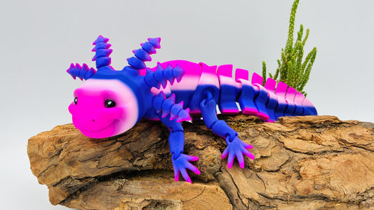 3D gedrucktes bewegliches Axolotl – Gelenkfigur / Flexi Toy – PLA Tierfigur – Geschenk & Aquarium-Deko