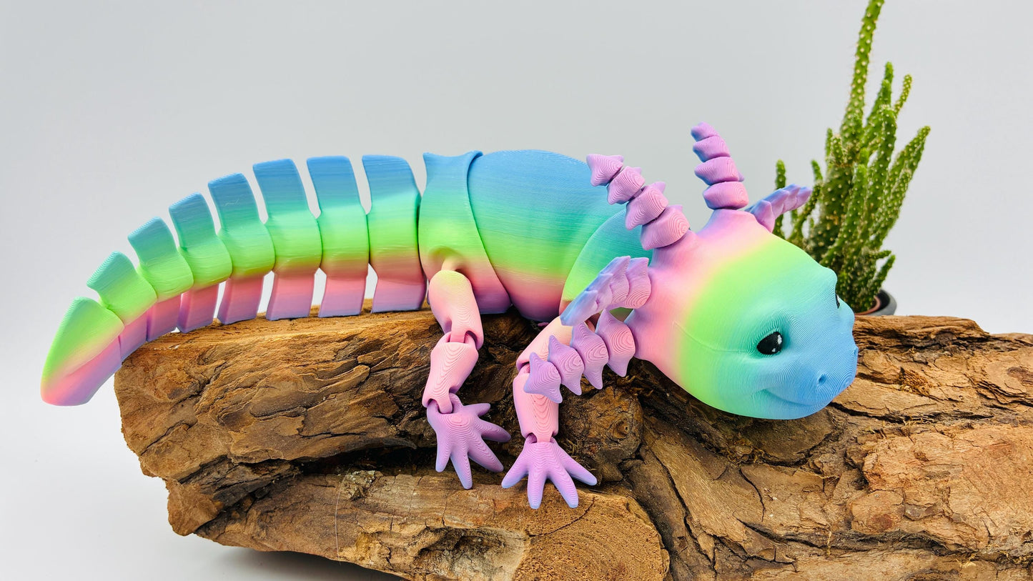 3D gedrucktes bewegliches Axolotl – Gelenkfigur / Flexi Toy – PLA Tierfigur – Geschenk & Aquarium-Deko