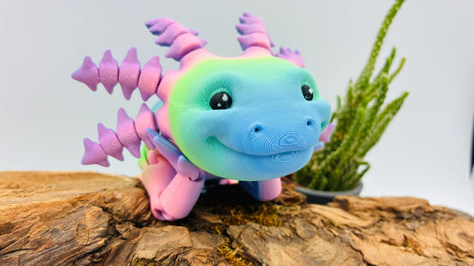 3D gedrucktes bewegliches Axolotl – Gelenkfigur / Flexi Toy – PLA Tierfigur – Geschenk & Aquarium-Deko