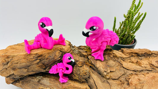 3D gedruckter beweglicher Flamingo – Gelenkfigur / Flexi Toy – Dekofigur aus PLA – Geschenk für Vogel- & Flamingo-Fans
