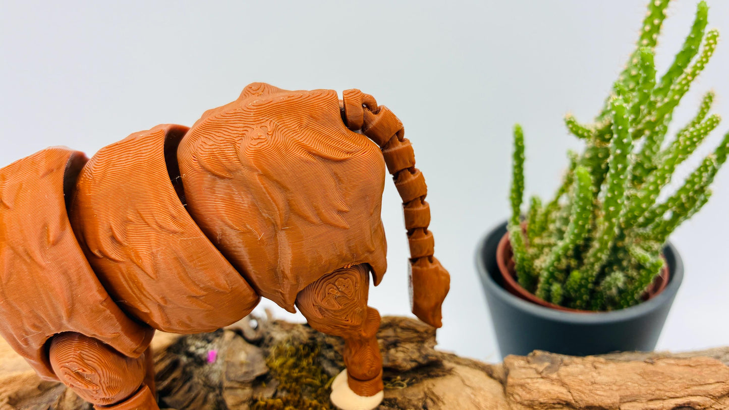 3D gedruckte braune Highland Cow – bewegliche Gelenkfigur / Flexi Toy – PLA Tierfigur – Geschenk & Landhausdeko