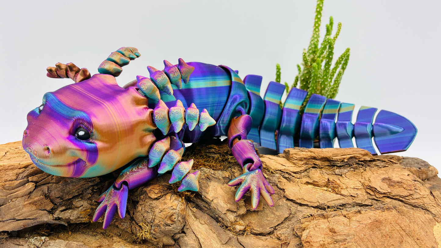 3D gedrucktes bewegliches Axolotl – Gelenkfigur / Flexi Toy – PLA Tierfigur – Geschenk & Aquarium-Deko