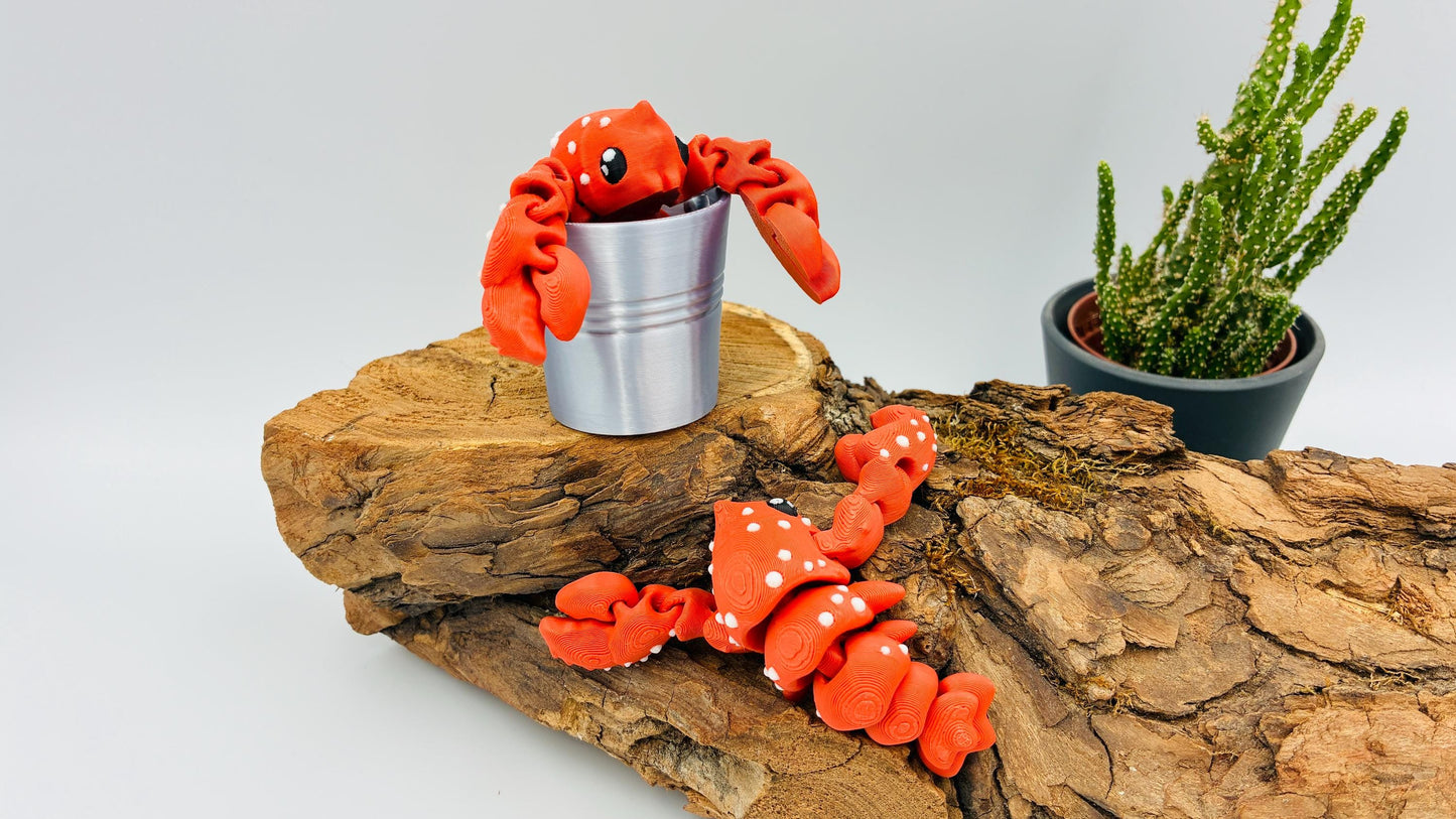 Beweglicher Hummer – 3D-gedruckt | optional mit Mini-Eimer | Geschenkidee & Deko