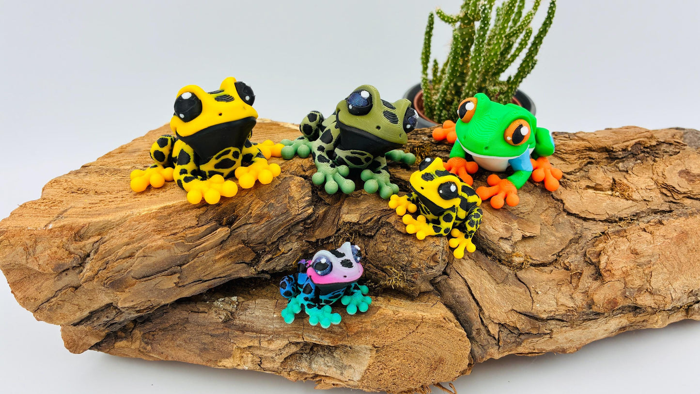 3D-gedruckter Frosch – beweglich, magnetisch, Schlüsselanhänger oder Figur – Geschenkidee, Deko, Tierfigur
