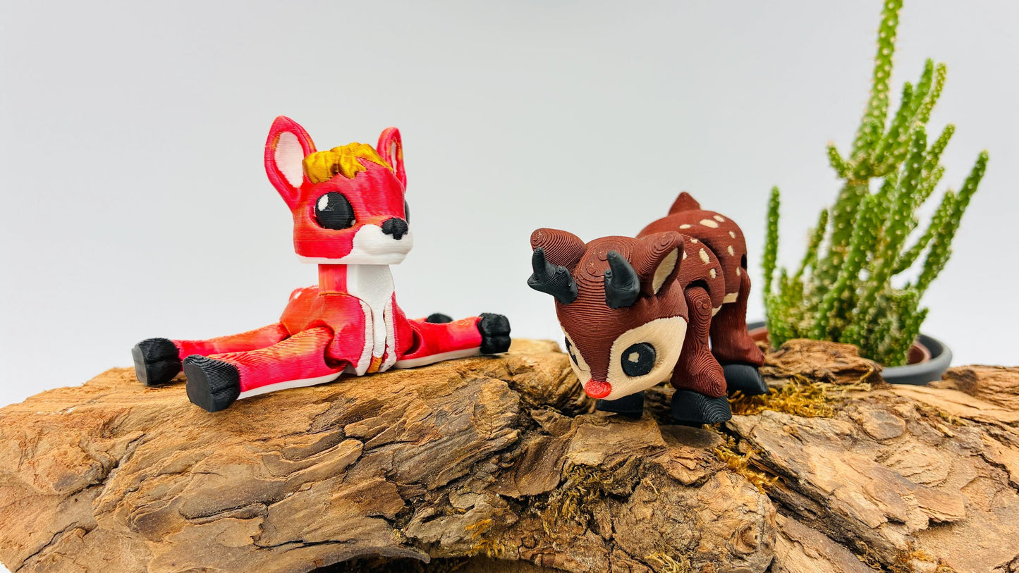 3D-gedrucktes bewegliches Rentier Rudolf oder Reh Bambi – niedliche Weihnachtsdeko, Geschenkidee & Sammlerfiguren