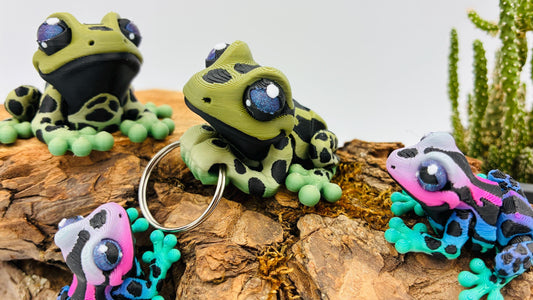3D-gedruckter Frosch – beweglich, magnetisch, Schlüsselanhänger oder Figur – Geschenkidee, Deko, Tierfigur