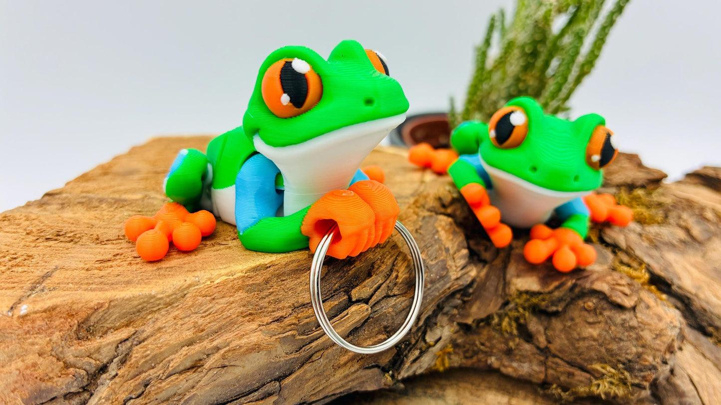 3D-gedruckter Frosch – beweglich, magnetisch, Schlüsselanhänger oder Figur – Geschenkidee, Deko, Tierfigur