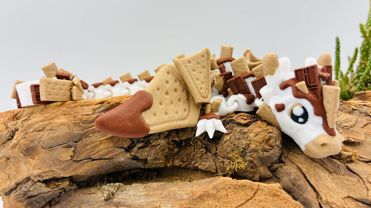 Beweglicher Baby S’mores Drache | 3D gedruckte Fantasyfigur | niedliches Drachenbaby | Geschenk für Fantasy- & Drachenfans