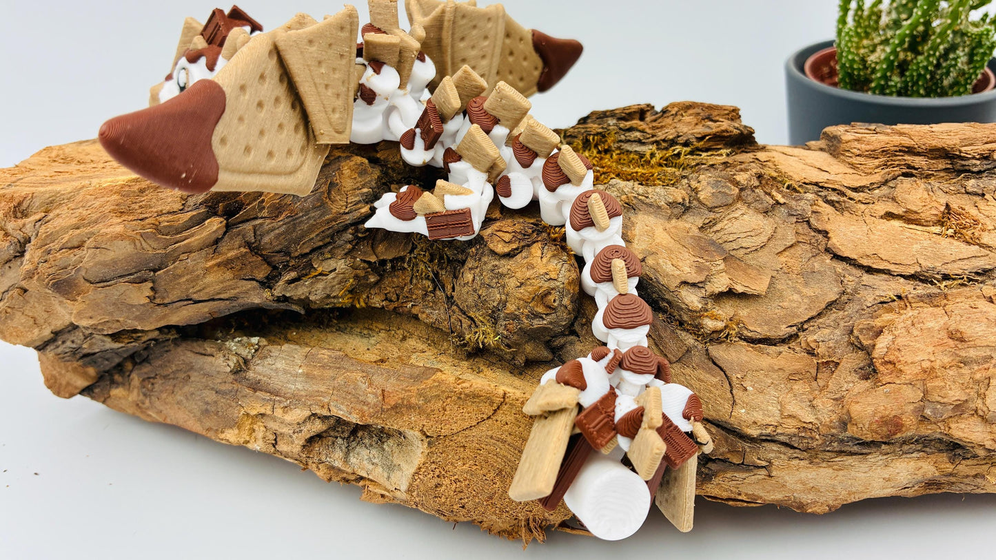 Beweglicher Baby S’mores Drache | 3D gedruckte Fantasyfigur | niedliches Drachenbaby | Geschenk für Fantasy- & Drachenfans