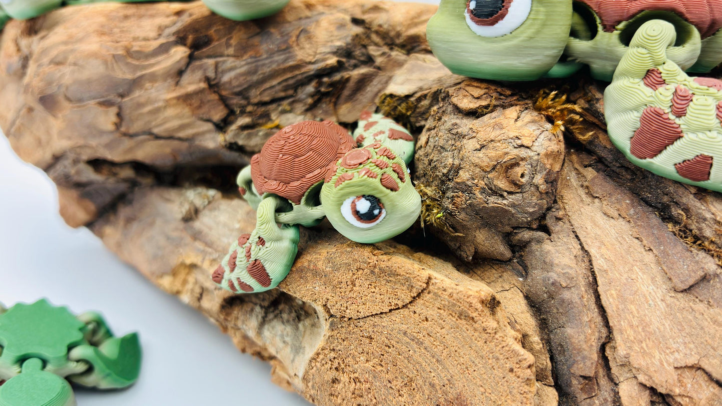 Bewegliche 3D-gedruckte Wasserschildkröte – inspiriert von „Squirt“-Stil / Findet Nemo Look – kleine Meeresschildkröte, handgemacht