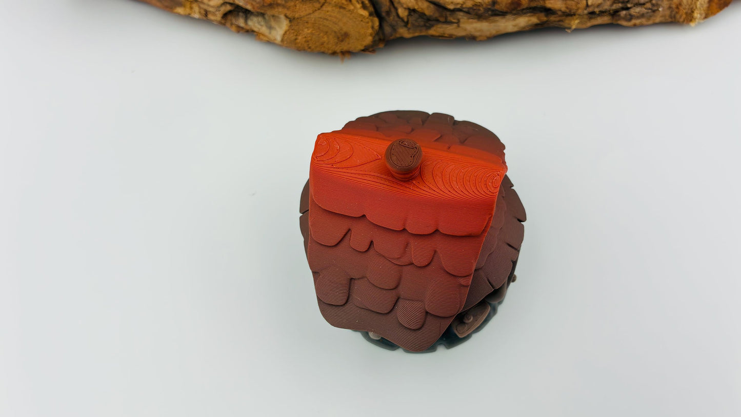 Kleine 3D-gedruckte Hütte mit LED-Teelicht-Halter – magische Miniatur, Fantasy-Deko, Wunschfarbe, Wichtelhaus