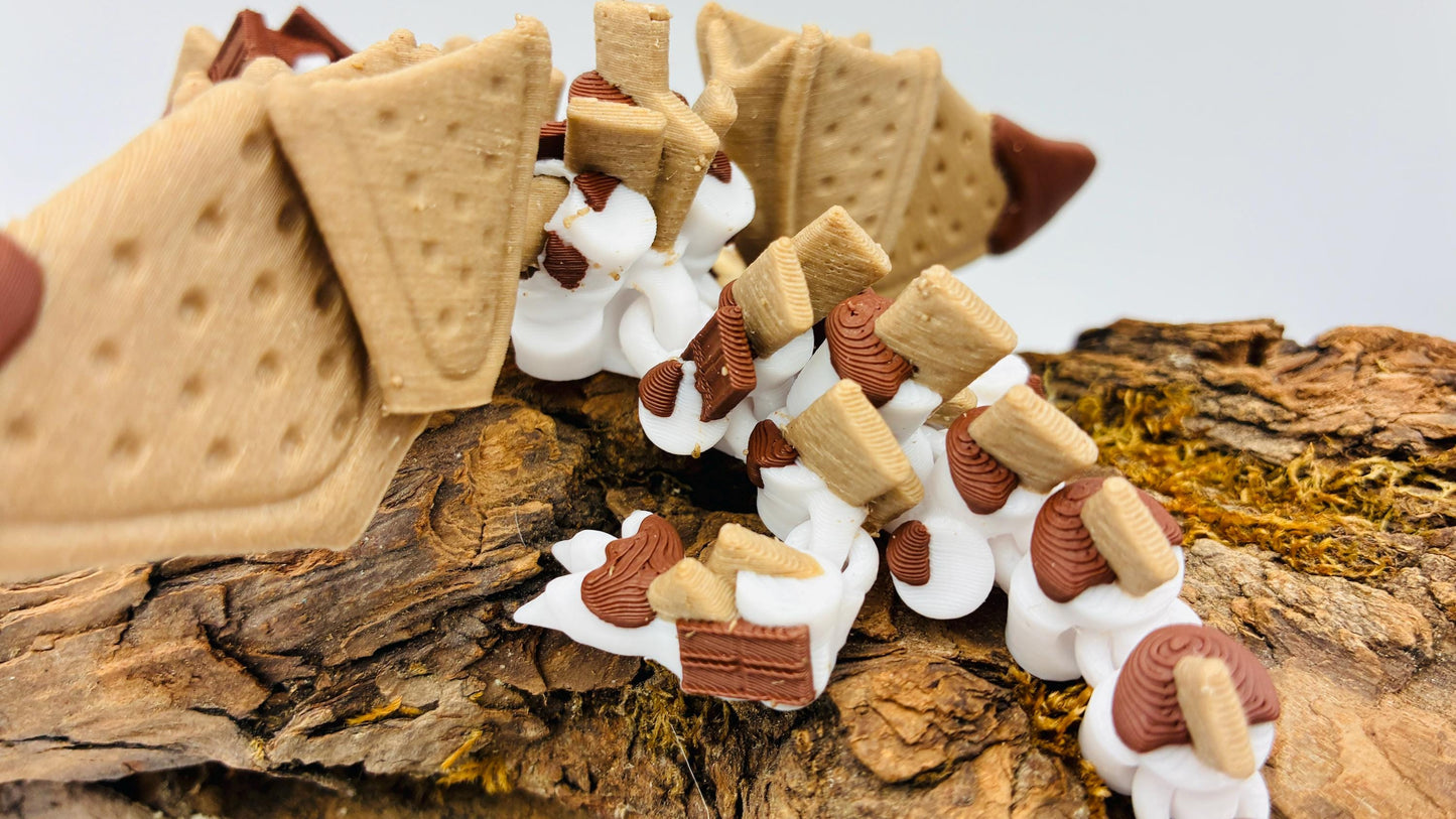 Beweglicher Baby S’mores Drache | 3D gedruckte Fantasyfigur | niedliches Drachenbaby | Geschenk für Fantasy- & Drachenfans