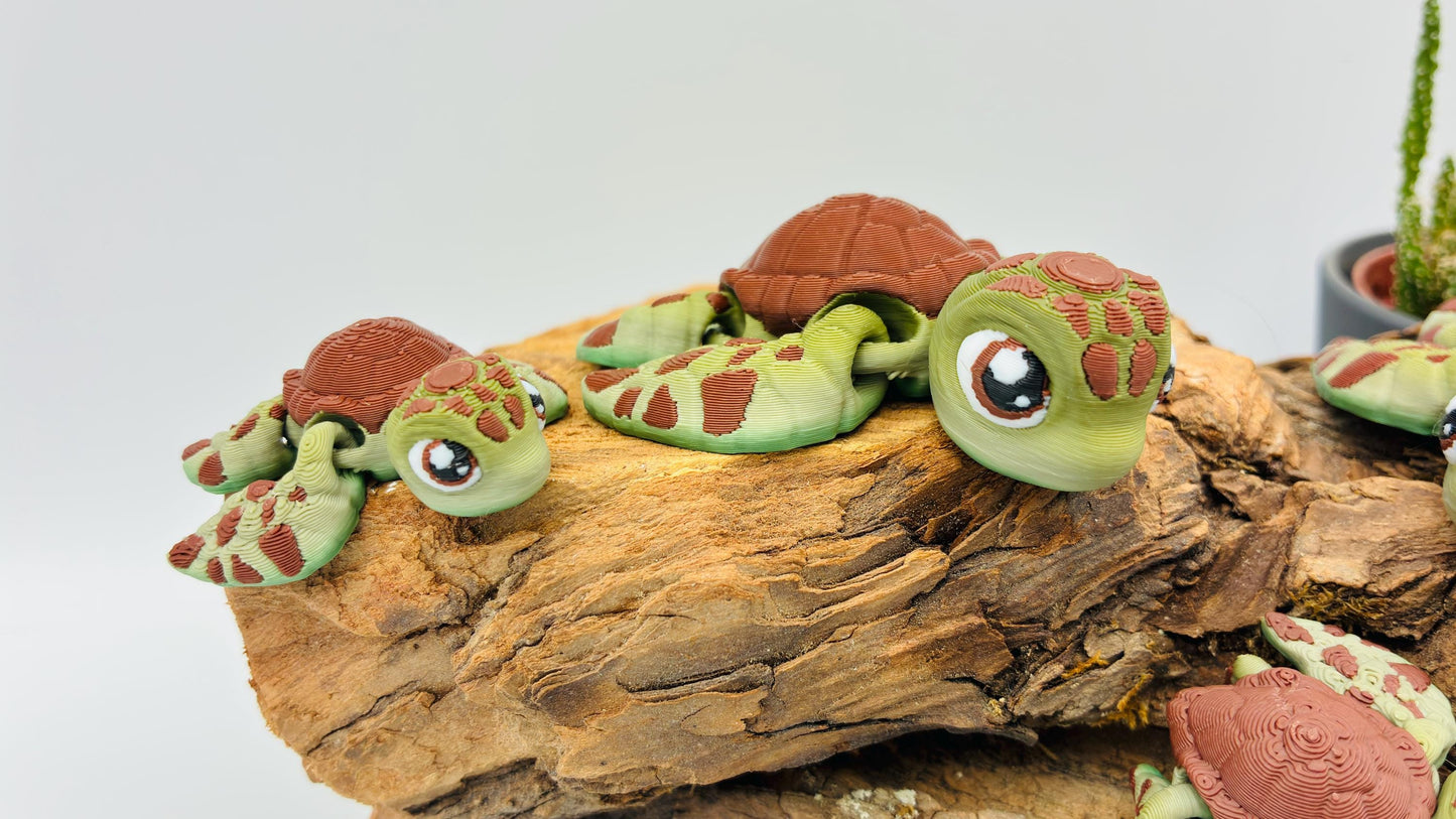 Bewegliche 3D-gedruckte Wasserschildkröte – inspiriert von „Squirt“-Stil / Findet Nemo Look – kleine Meeresschildkröte, handgemacht
