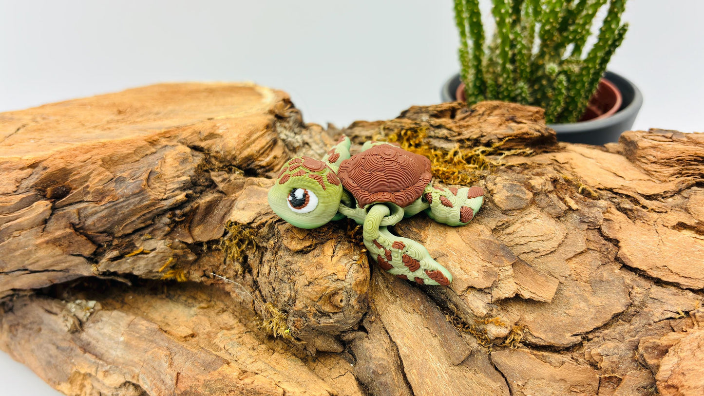 Bewegliche 3D-gedruckte Wasserschildkröte – inspiriert von „Squirt“-Stil / Findet Nemo Look – kleine Meeresschildkröte, handgemacht
