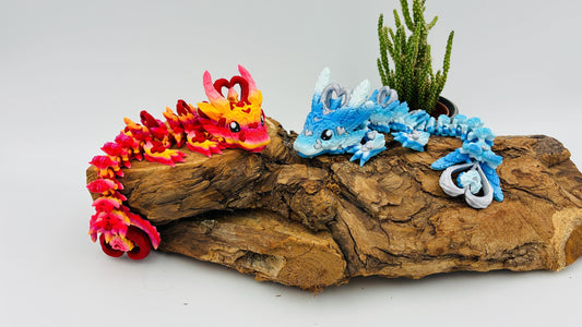 1.) Beweglicher Baby-Liebesdrache – Light & Dark Edition | 3D gedruckt | Fantasy Deko Geschenk