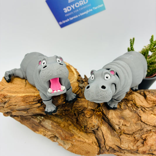 3D gedrucktes Nilpferd beweglich | Flexi Hippo | Geschenkidee Flusspferd | Zoo Figur | Afrika Deko