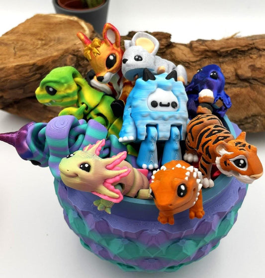 1.) 3D-Überraschungs-Ei / Mystery-Paket mit Mini-Flexi-Tieren – zufällige Auswahl – Sparset – perfektes Oster-Geschenk