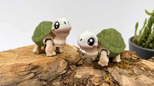 Mini 3D-gedruckte bewegliche Schildkröte – Schlüsselanhänger | Optional mit Ei