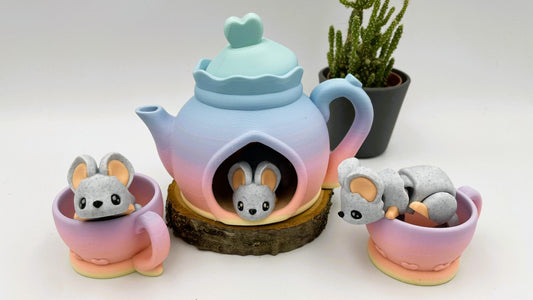 Teeservice mit bezaubernden Mäuschen – 3D-gedruckt