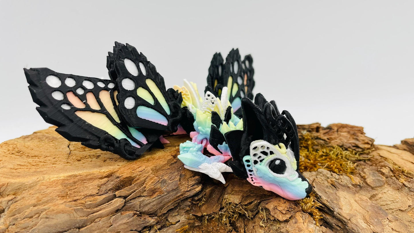 Baby Fee Wolf Drache mit mystischen Flügeln – Beweglicher 3D-gedruckter Drache - Magisches Geschenk