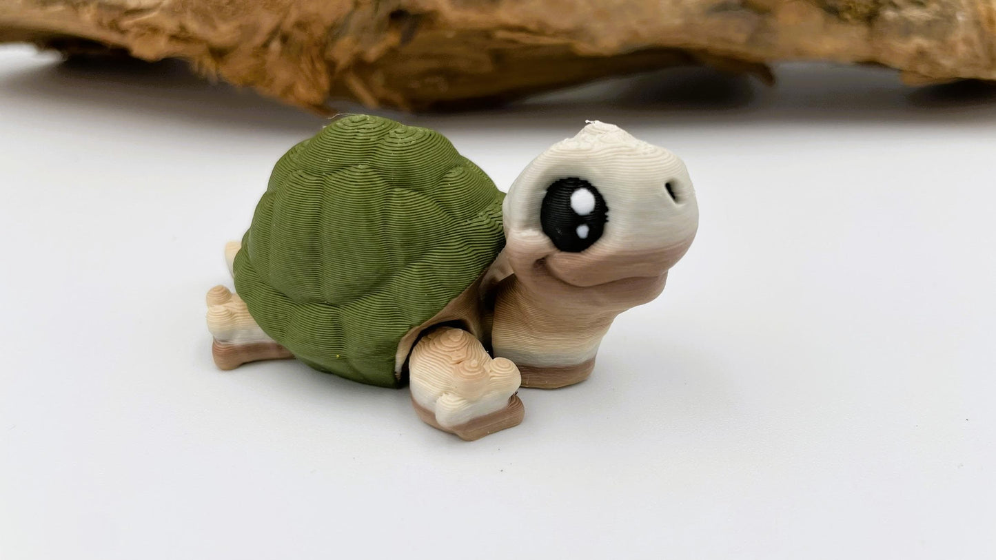 Mini 3D-gedruckte bewegliche Schildkröte – Schlüsselanhänger | Optional mit Ei