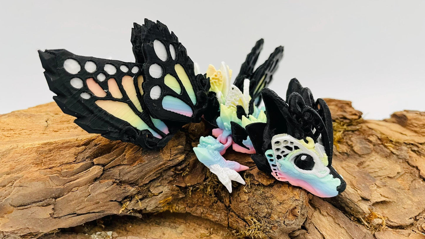 Baby Fee Wolf Drache mit mystischen Flügeln – Beweglicher 3D-gedruckter Drache - Magisches Geschenk
