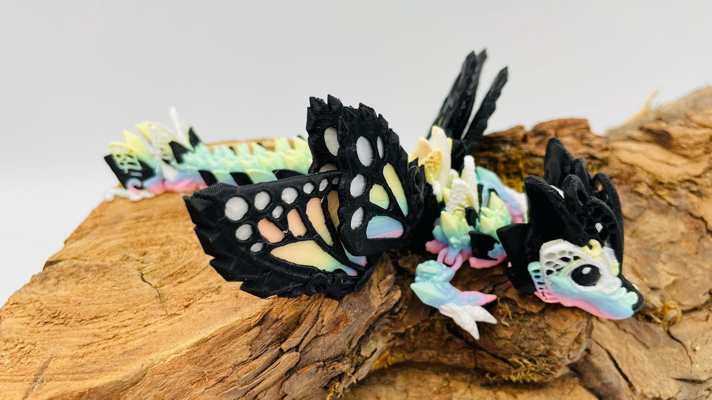 Baby Fee Wolf Drache mit mystischen Flügeln – Beweglicher 3D-gedruckter Drache - Magisches Geschenk