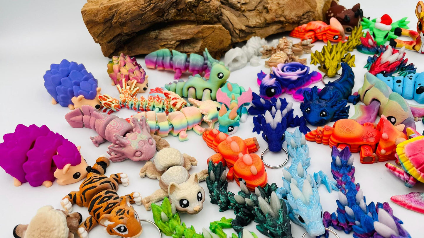 Flexi Tiere für Groß und Klein | 3D Druck Fidget | beweglich | Schreibtischdeko | Geschenkidee | Sets