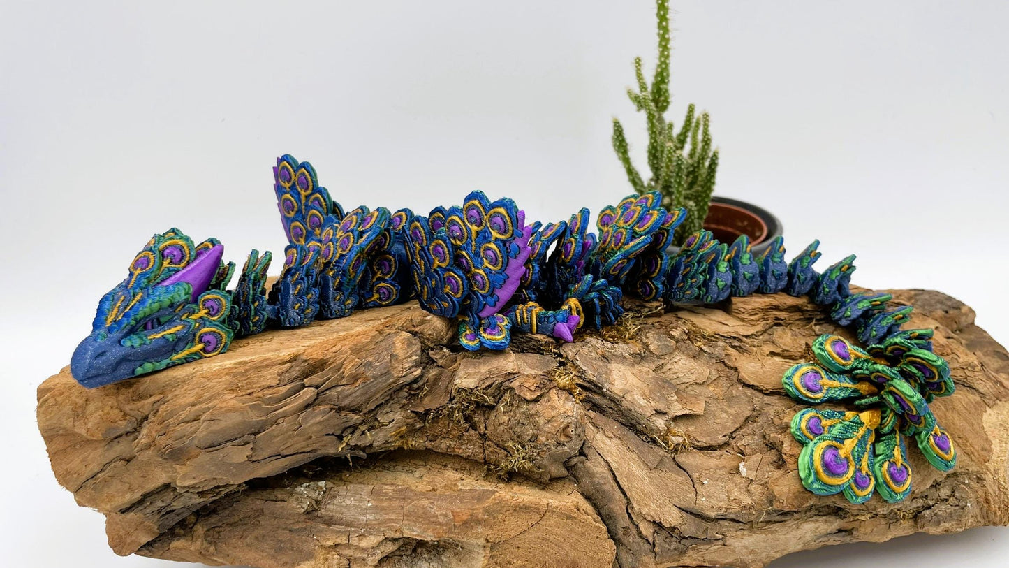 Magischer Pfauenaugendrache – 3D-gedruckt, detailreich & beweglich | Peacock Dragon
