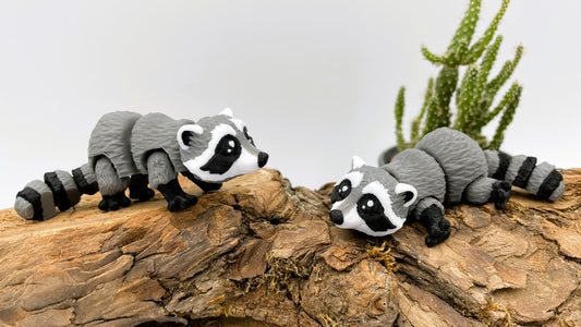 Mini 3D-gedruckter beweglicher Waschbär – optional mit Ei oder als Schlüsselanhänger