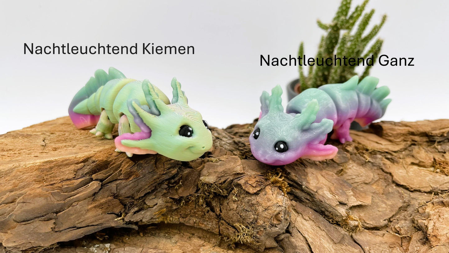 Axolotl | Flexi 3D Druck | opt. Nachtleuchtend