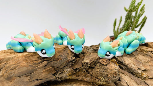 Beweglicher Mini-Drachen – 3D-gedruckt | Optional mit Burg | Nachtleuchtend