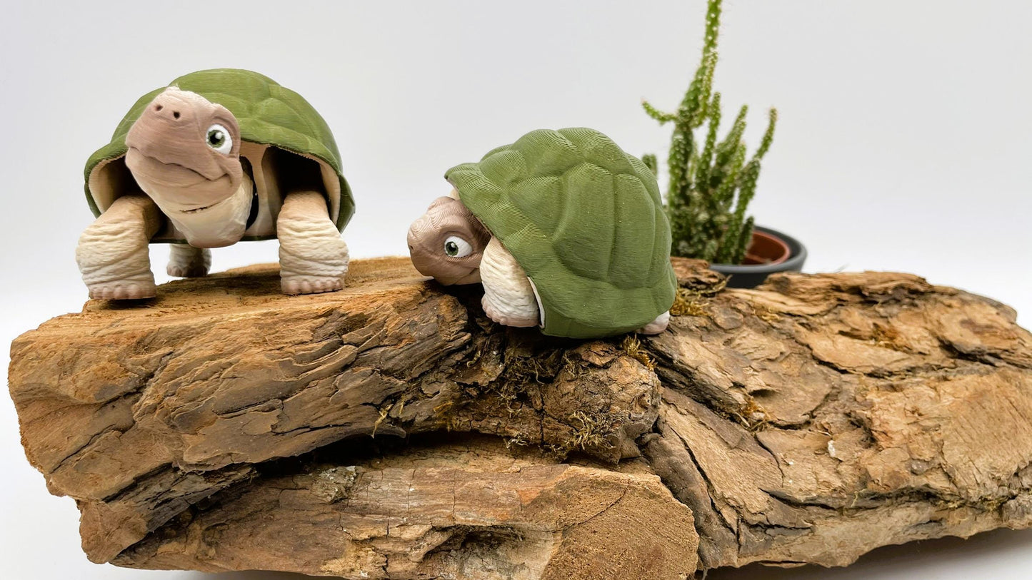 3D-gedruckte bewegliche Schildkröte – zieht sich in ihren Panzer zurück!
