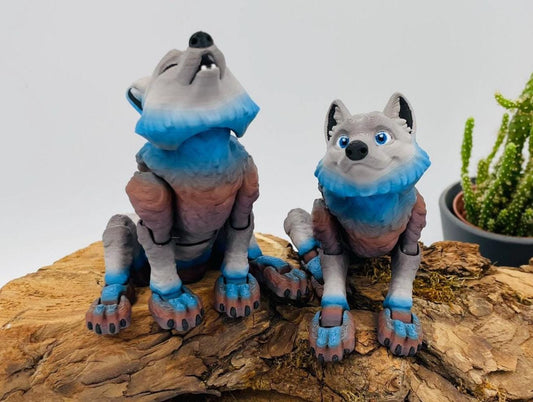 Mystischer Wolf – Fenrir - Beweglich, posierbar & 3D-gedruckt mit Liebe zum Detail – 2 Gesichter zur Auswahl!