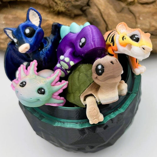 5 bewegliche 3D-gedruckte Mini-Tierchen ("Yordelz" 3,5–6,5 cm) – Wähle dein Set oder lass dich überraschen! Stressbälle Fidget Mini Figuren