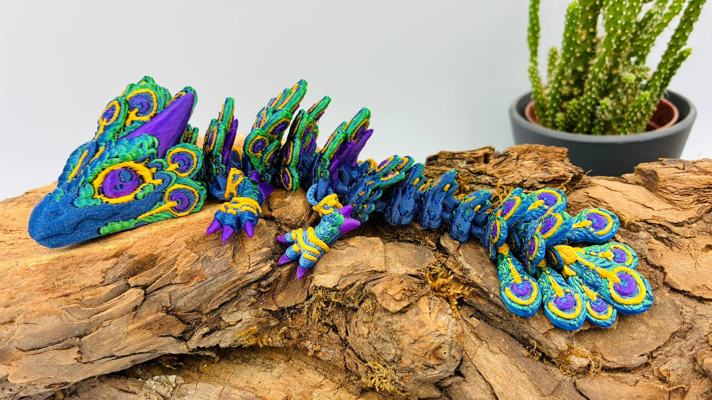 Magischer Pfauenaugendrache – 3D-gedruckt, detailreich & beweglich | Peacock Dragon
