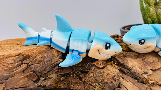 beweglicher Hai Fisch weißer Hai | 3D Druck Fidget Flexi