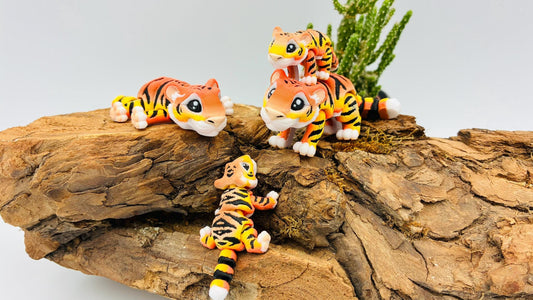 beweglicher Tiger | 3D Druck Fidget Flexi | opt. Nachtleuchtend | Schlüsselanhänger