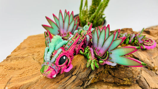 Beweglicher Baby Steampunk Drache – 3D-gedruckt aus nachtleuchtendem PLA – mit oder ohne Flügel | Flexi Fidget