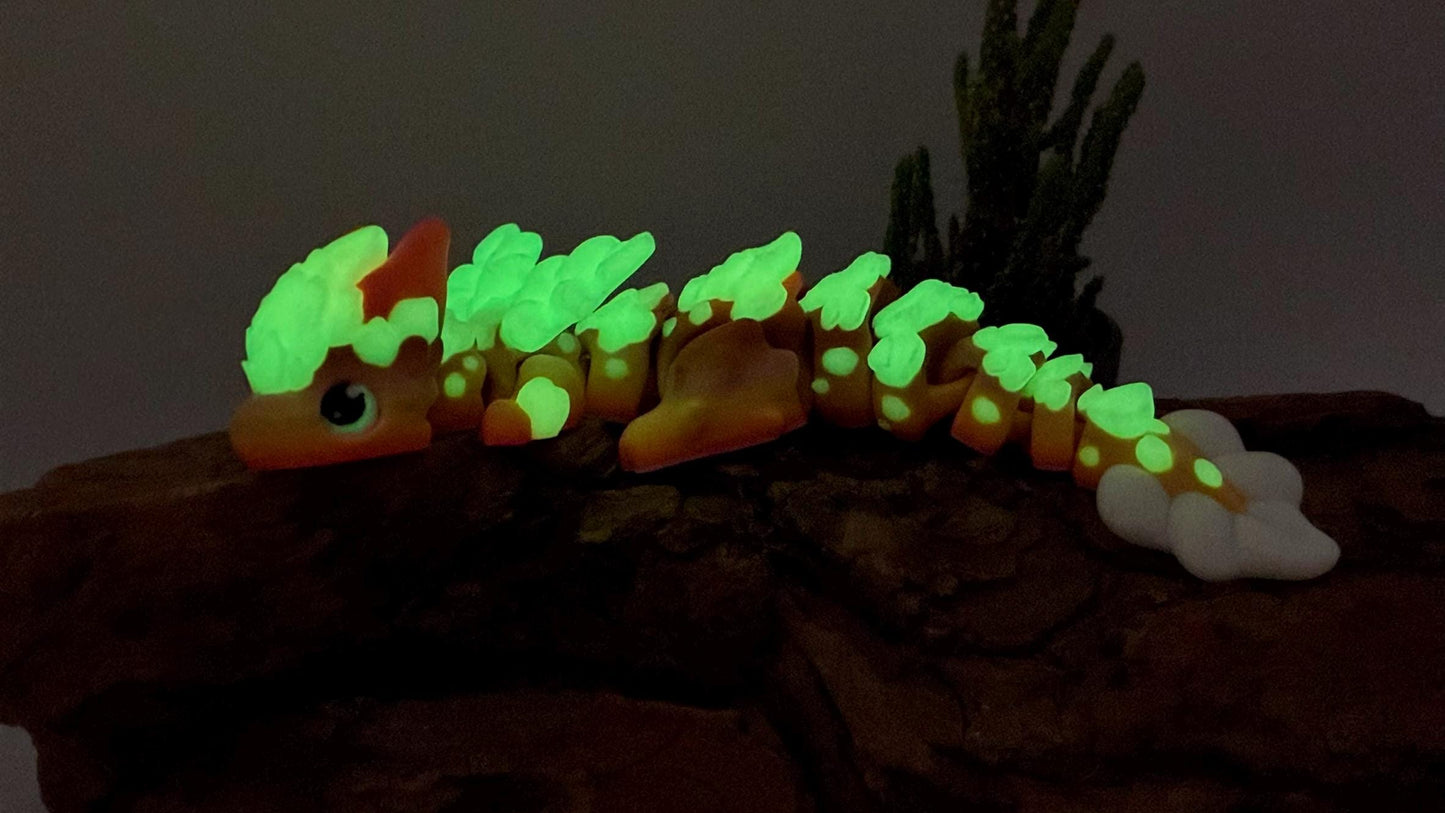 Beweglicher Baby Sakura Wolken Drache – 3D-gedruckt aus nachtleuchtendem PLA – Kirschblüten | Flexi Fidget