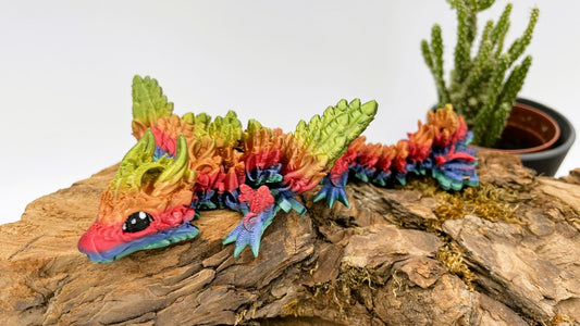 Beweglicher 3D-gedruckter Lunar Wing Drache – Regenbogenfarben