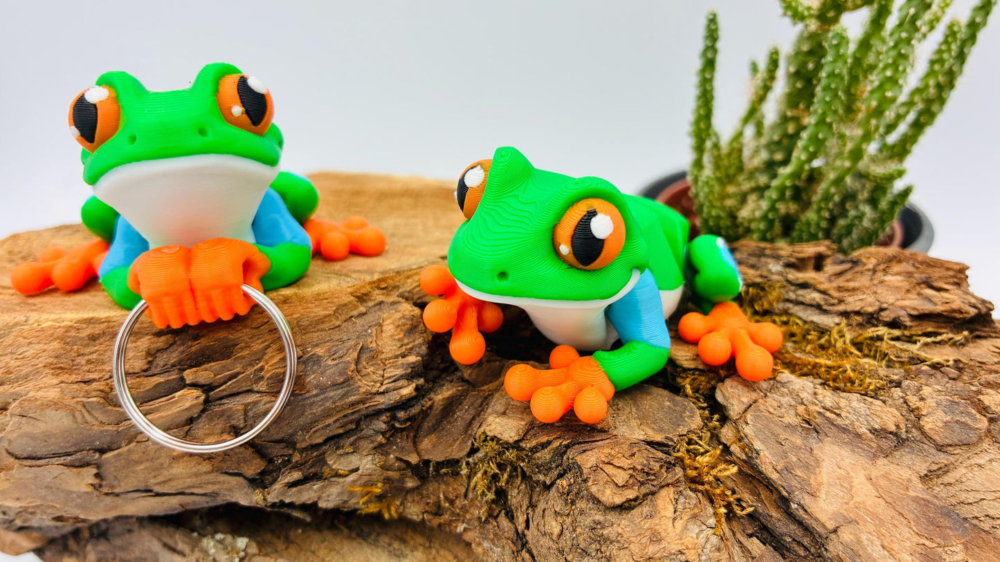 3D-gedruckter Frosch – beweglich, magnetisch, Schlüsselanhänger oder Figur – Geschenkidee, Deko, Tierfigur