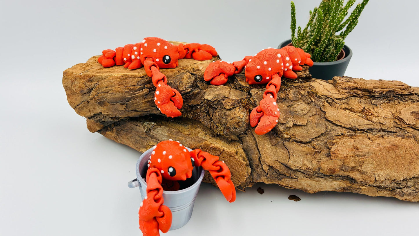 Beweglicher Hummer – 3D-gedruckt | optional mit Mini-Eimer | Geschenkidee & Deko