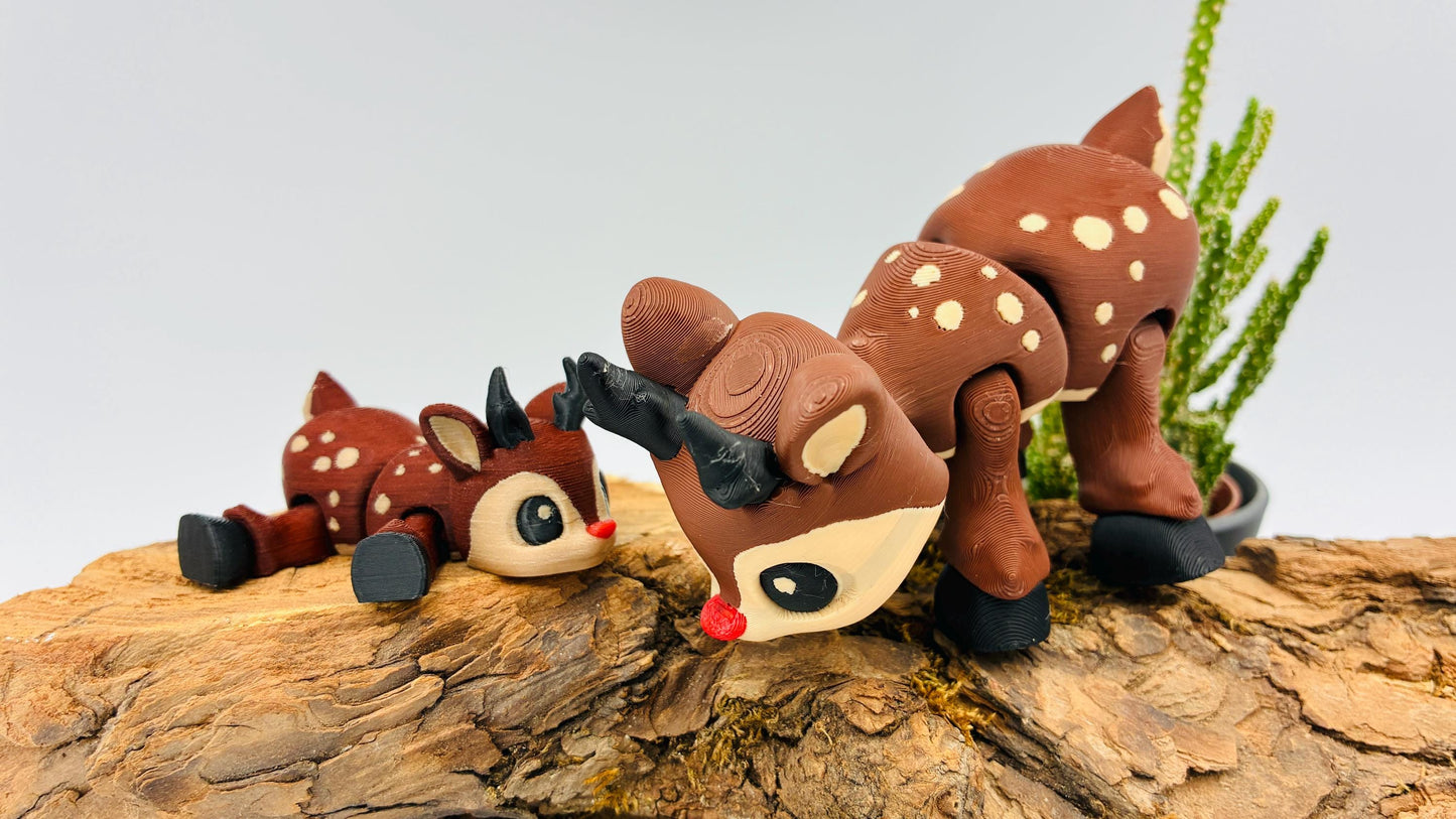 3D-gedrucktes bewegliches Rentier Rudolf oder Reh Bambi – niedliche Weihnachtsdeko, Geschenkidee & Sammlerfiguren