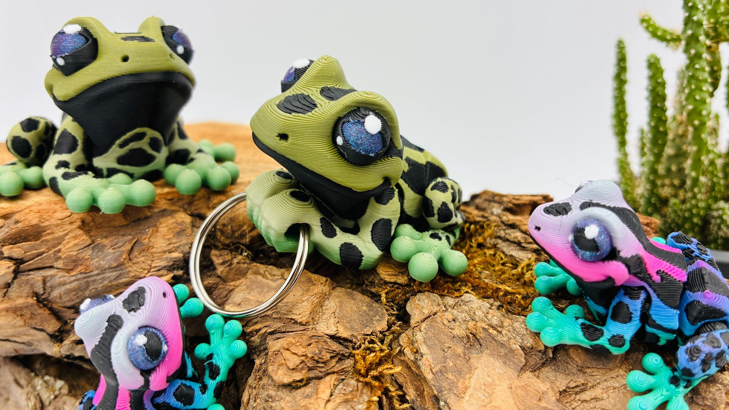 3D-gedruckter Frosch – beweglich, magnetisch, Schlüsselanhänger oder Figur – Geschenkidee, Deko, Tierfigur