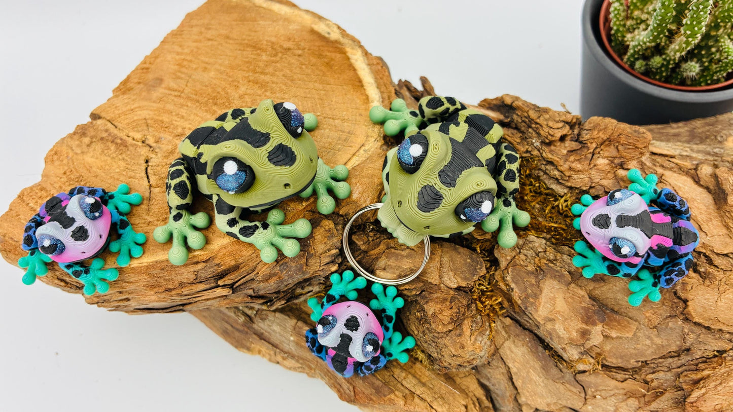 3D-gedruckter Frosch – beweglich, magnetisch, Schlüsselanhänger oder Figur – Geschenkidee, Deko, Tierfigur