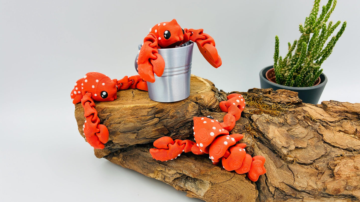 Beweglicher Hummer – 3D-gedruckt | optional mit Mini-Eimer | Geschenkidee & Deko