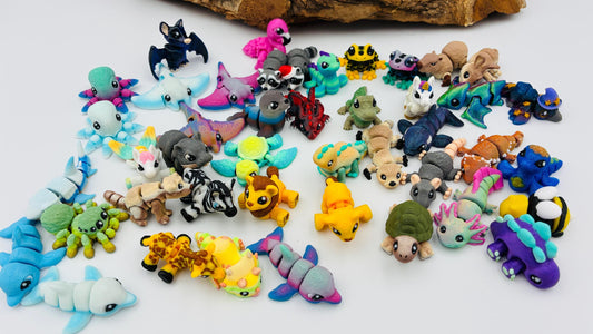 3D-gedruckte Mini-Tierchen ("Yordelz" 3,5–6,5 cm) – Wähle dein Set oder lass dich überraschen! Stressbälle Fidget Adventskalender Füllung