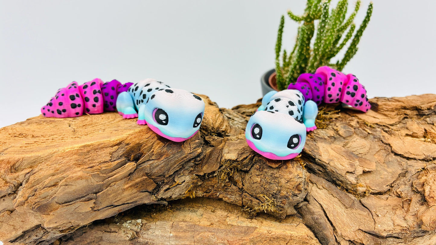 3D-gedruckter beweglicher Gecko – handgemachte Reptilienfigur, niedriges Haustier-Alternative, Geschenk & Deko